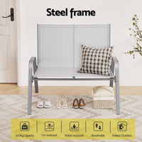 Gardeon Garden Bench Seat Steel Outdoor Patio Park Lounge Backyard Chair Grey
