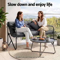 Gardeon Garden Bench 2 Seater Outdoor Bench Metal with Cushion 118cm Black