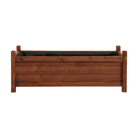 Green Fingers Garden Bed Wooden Planter Box Raised Container Growing 90x30x33cm Brown