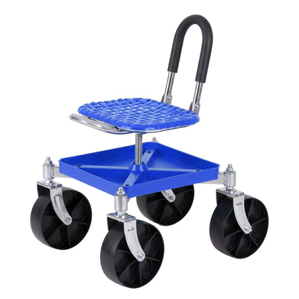 Gardeon Garden Cart Seat Rolling Stool 360 Swivel Height Adjustable Heavy Duty Blue