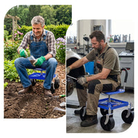 Gardeon Garden Cart Seat Rolling Stool 360 Swivel Height Adjustable Heavy Duty Blue