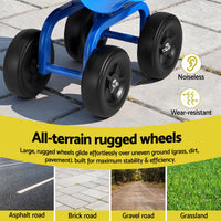 Gardeon Garden Seat 360 Swivel Rolling Adjustable Height Work Scooter Cart Wheels Heavy Duty 150kg- 360-BL