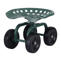 Gardeon Garden Seat 360 Swivel Rolling Adjustable Height Work Scooter Cart Wheels Heavy Duty 150kg- 360-GE