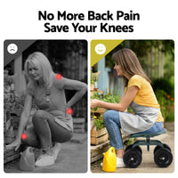 Gardeon Garden Seat 360 Swivel Rolling Adjustable Height Work Scooter Cart Wheels Heavy Duty 150kg- 360-GE