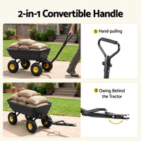 Gardeon Garden Cart Dump Utility Wagon 270kg 2in1 Handle Tractor Trolley 110L with 10in Tyres