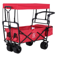 Garden Cart with Removable Canopy Red