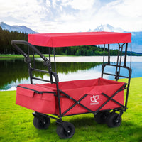 Garden Cart with Removable Canopy Red