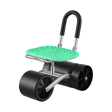 Gardeon Gardening Cart with 360° Swivel Seat | Rolling Work Seat with Adjustable Height & All-Terrain Wheels | 130KG Capacity Heavy Duty Garden Scooter for Back Pain Relief & Vehicle Detailing | Foldable Backrest & Ventilated Seat, Green