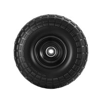 Gardeon 2pcs- 4.10/3.50-4 Tire And Wheel Flat Free- 26cm Solid Rubber Tires with 5/8 Axle Bore Hole And Double Sealed Bearings- Perfect for Wheelbarrow- Garden Cart- Wagon- Dolly- 1SET-BK