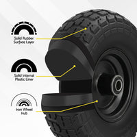 Gardeon 2pcs, 4.10/3.50-4 Tire And Wheel Flat Free, 26cm Solid Rubber Tires with 5/8 Axle Bore Hole And Double Sealed Bearings, Perfect for Wheelbarrow, Garden Cart, Wagon, Dolly