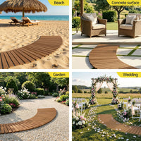 Gardeon 8FT Wooden Garden Pathway Roll-Out Curved Walkway Outdoor Backyard Brown