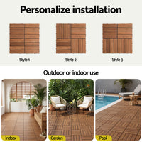 Gardeon 10PCS Wood Deck Tiles 30x30cm Interlocking Floor Tiles for Patio Balcony Garden