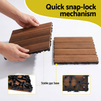 Gardeon 27PCS Wood Deck Tiles 30x30cm Interlocking Floor Tiles for Patio Balcony Garden