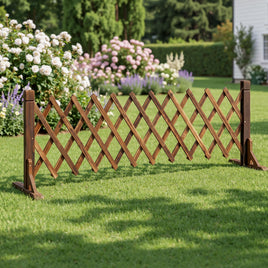Gardeon Garden Fences Expandable Wooden Trellis Fence Plant Frame 160cm Brown