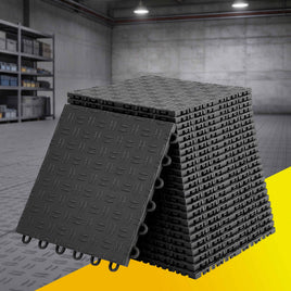 Giantz Garage Floor Tiles Interlocking PP Flooring 25PCS 30x30cm Black