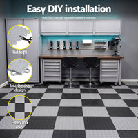 Giantz Garage Floor Tiles Interlocking PP Flooring 25PCS 30x30cm Grey