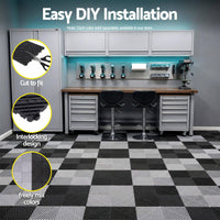 Giantz 20PCS Garage Floor Tiles Interlocking Drainage Non-Slip Tiles Heavy Duty for Workshop Black