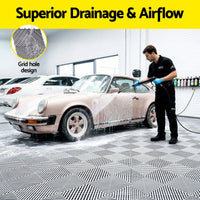 Giantz 20PCS Garage Floor Tiles Interlocking Drainage Non-Slip Tiles Heavy Duty for Workshop Grey