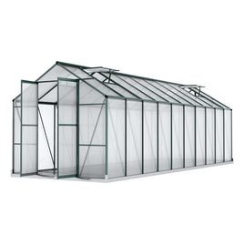 Green Fingers Greenhouse 6.3x2.44x2.1M Aluminium Polycarbonate Green House Garden Shed