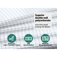 Green Fingers Greenhouse 2.42x1.9x1.95M Aluminium Polycarbonate Green House Garden Shed