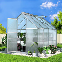 Green Fingers Greenhouse 2.42x1.9x1.95M Aluminium Polycarbonate Green House Garden Shed