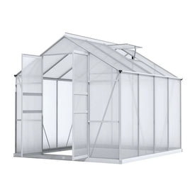 Green Fingers Greenhouse 2.42x2.5x2.26M Aluminium Double Doors Green House Garden Shed