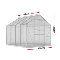 Greenhouse 2.42x2.5x2.26M Aluminium Double Doors Green House Garden Shed