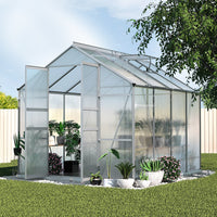 Greenhouse 2.42x2.5x2.26M Aluminium Double Doors Green House Garden Shed