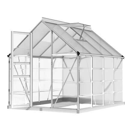 Green Fingers Greenhouse 2.48x1.89x2M Aluminium Polycarbonate Green House Garden Shed