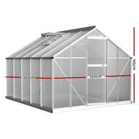 Green Fingers Greenhouse 3x2.5x1.95M Aluminium Polycarbonate Green House Garden Shed