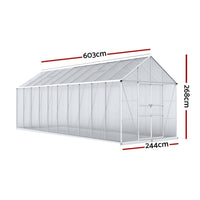 Green Fingers Greenhouse 6.03x2.44x2.68M Double Doors Aluminium Green House Garden Shed