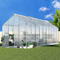 Green Fingers Greenhouse 6.03x2.44x2.68M Double Doors Aluminium Green House Garden Shed
