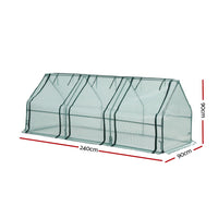 Green Fingers Mini Greenhouse 240x90x90cm Steel Frame PE Cover Outdoor Shelter