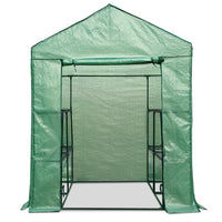 Green Fingers Greenhouse 1.4x1.55x2M Walk in Green House Tunnel Plant Garden Shed 8 Shelves