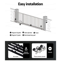 LockMaster Automatic Sliding Gate Opener Kit 10W Solar 4M 600KG