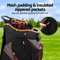 14 Ways Dividers Golf Bag Stand Insulated Carry Bag Zippered Rain Cover