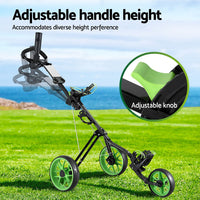 Golf Buggy Quick Folding Trolley Golf Cart 3 Wheels Height Adjustable