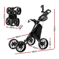 Golf Buggy Foldable Trolley Golf Cart Wheels Umbrella Bottle Holder