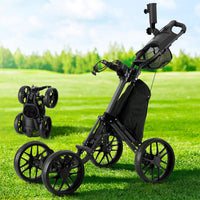 Golf Buggy Foldable Trolley Golf Cart Wheels Umbrella Bottle Holder