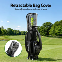 Everfit Golf Cart Bag Rolling Buggy Club Organiser Synthetic Leather Black