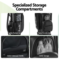 Everfit Golf Cart Bag Rolling Buggy Club Organiser Synthetic Leather Black