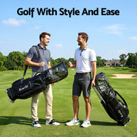 Everfit Golf Cart Bag Rolling Buggy Club Organiser Synthetic Leather Black