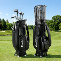 Everfit Golf Cart Bag Rolling Buggy Club Organiser Synthetic Leather Black