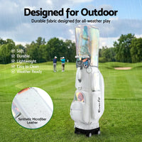Everfit Golf Cart Bag Rolling Buggy Club Organiser Synthetic Leather White
