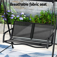 Outdoor Swing Chair Garden Bench Furniture Canopy 2 Seater Black