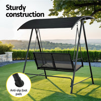 Outdoor Swing Chair Garden Bench Furniture Canopy 2 Seater Black