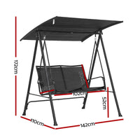 Gardeon Outdoor Swing Chair with Adjustable Canopy 142cmx172cm Stand Black