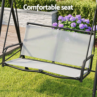 Gardeon Outdoor Swing Chair with Adjustable Canopy 142cmx172cm Stand Grey