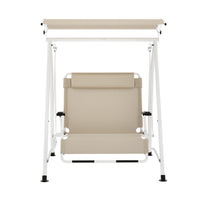 Outdoor Swing Chair Garden Lounger Furniture Canopy 2 Seater Beige