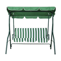 Outdoor Swing Chair Garden Bench Furniture Canopy 3 Seater White Green